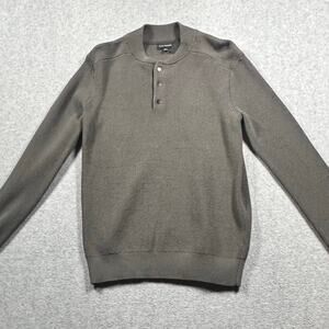 Club Monaco Ribbed Baseball Collar Sweater XS Grey Green